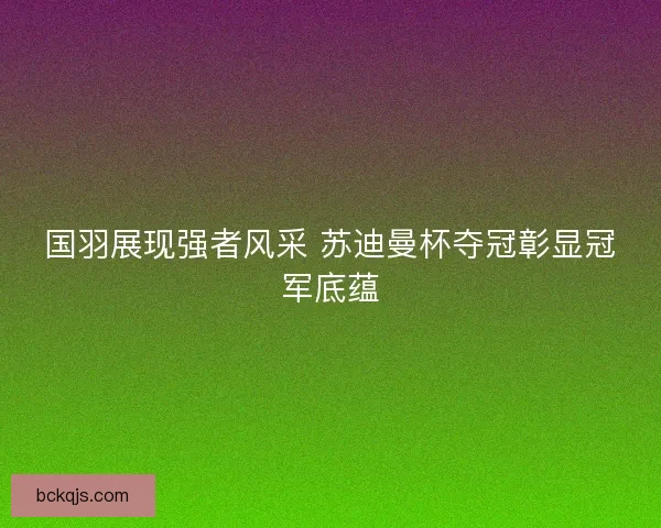 国羽展现强者风采 苏迪曼杯夺冠彰显冠军底蕴